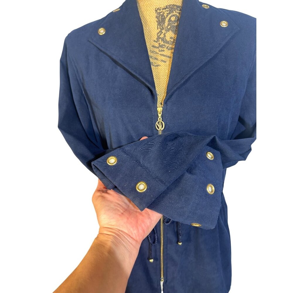 St. John Sport By Marie Gray Womens Navy Jacket Drawstring Waist Zip Closure - Picture 8 of 10